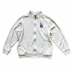 Los Angeles Dodgers Gray Full Zip Sweatshirt Embroidered LA Logo XL